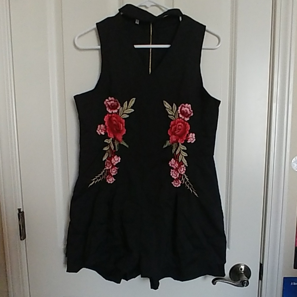 Black floral Romper